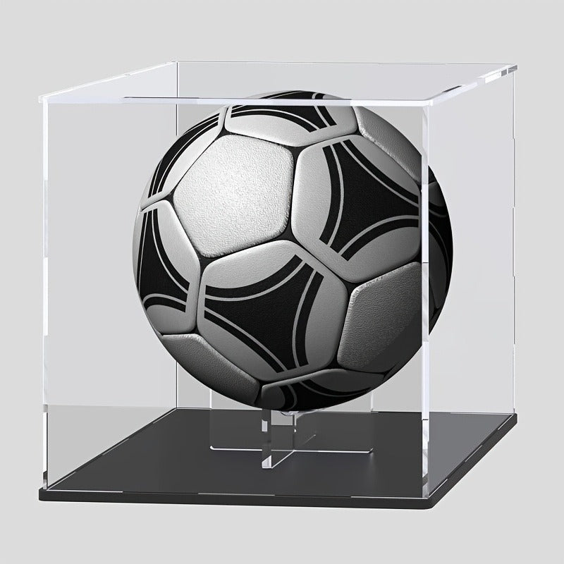 Acrylic Football Display Case Clear Crystal Box with Removable Football Stand Detachable Easy Assembly Memory Storage Display Box for Full Size Football Collectors Gift for Football Fans Athletes