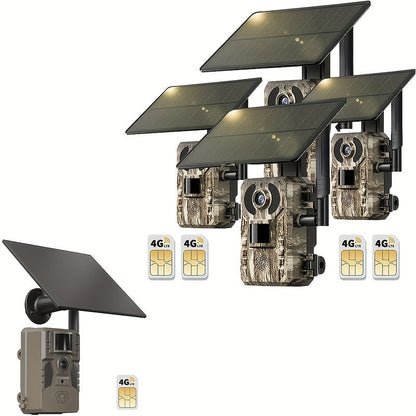 4G LTE Solar Trail Camera – 2K 1440p, No-Glow Night Vision 75ft, 0.2s Trigger, Built-in SIM, Remote Viewing, Wildlife Hunting Camera