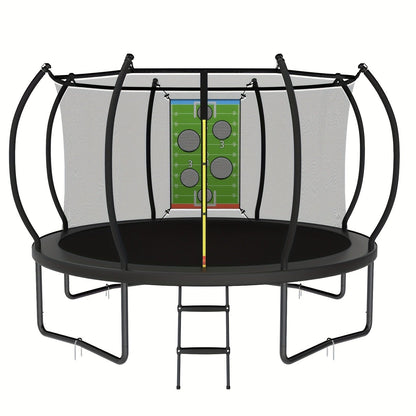 Outdoor Trampoline with Safety Enclosure Net Football Toss Game 8 10 12 14FT Round Backyard Trampoline for Kids Adults Indoor Outdoor Party Play
