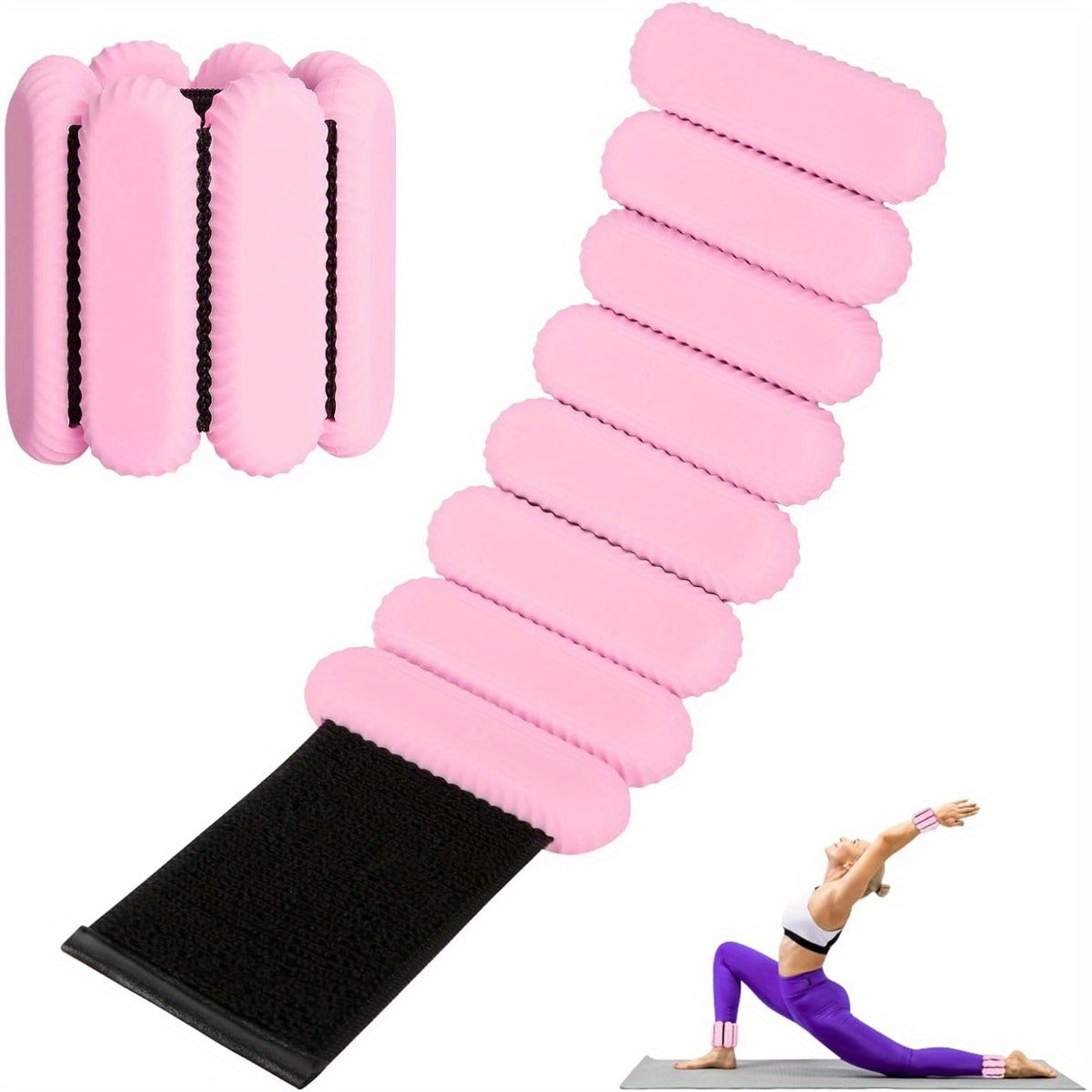 Silicone Wrist & Ankle Weights Bracelet 1LB Pair for Women Men – Adjustable Weighted Cuffs for Yoga, Running, Dance & Strength Training Workouts