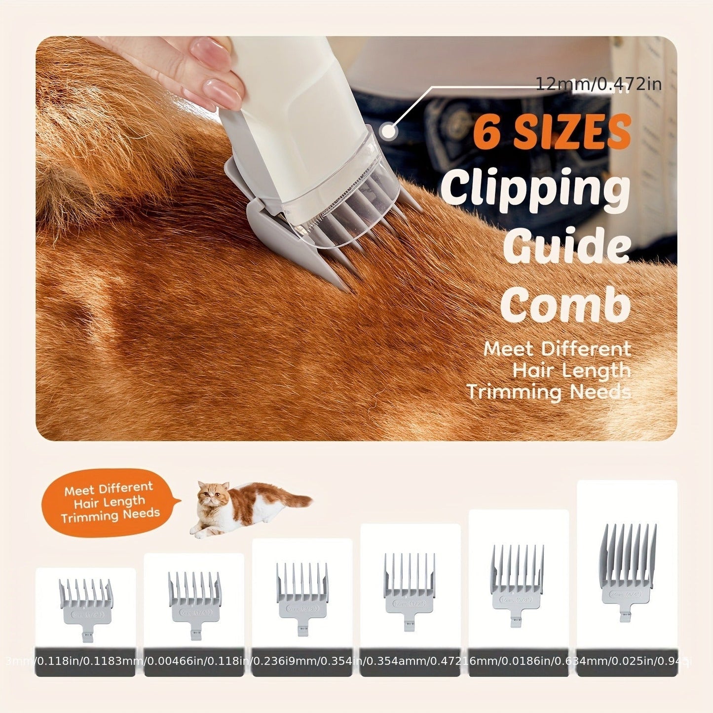 Pet Grooming Vacuum Kit 5-in-1 Professional Clippers 99% Hair Suction 6 Guide Combs Multifunctional Dog Cat Grooming Tools White Blue Grey