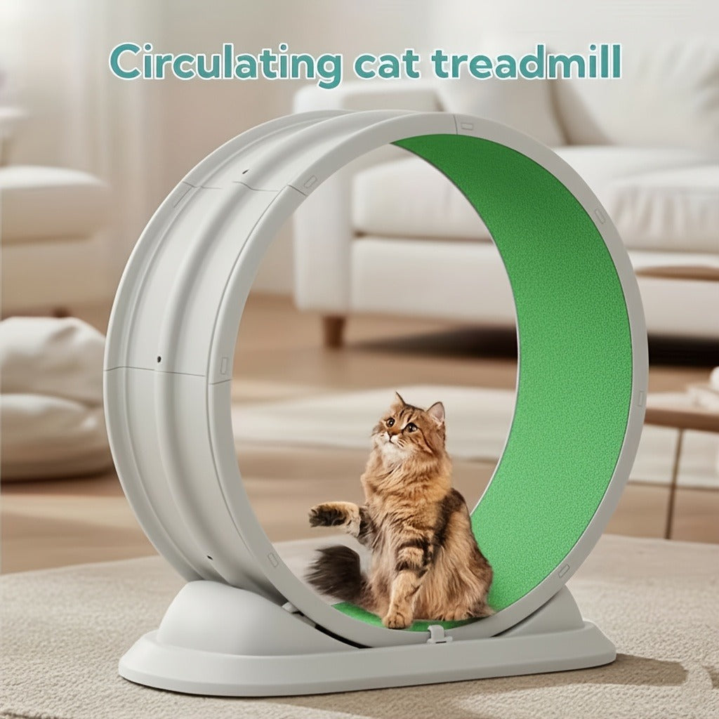Cat Treadmill Indoor Exercise Wheel Durable Plastic Running Wheel for Indoor Cats All Breeds No Battery Needed Silent Spinner Cat Fitness Toy XXL Green Grey