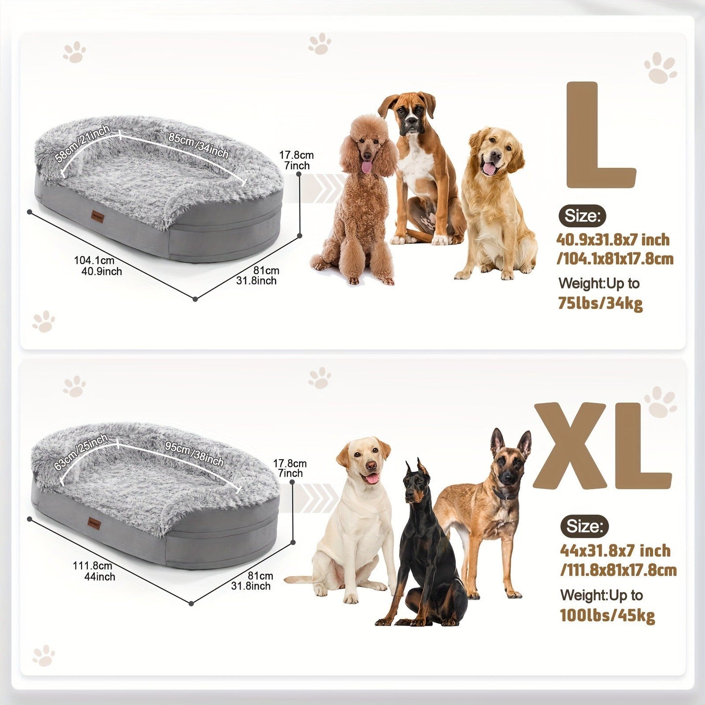 Orthopedic Dog Bed Egg Foam Ultra Soft Washable Cover for Large Medium Small Dogs Aging Pets Rectangle Semicircle Anti-Slip Joint Relief Pet Bed