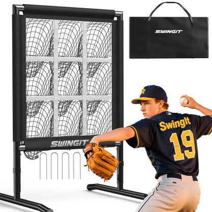 9-Pocket Baseball Pitching Net with Adjustable Targets & Carry Bag for Pitching Practice All Skill Levels