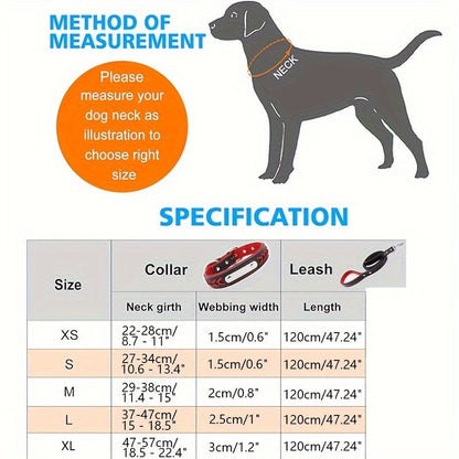 Personalized Dog Collar & Leash Set with Engraved Name Tag – Reflective Custom Collar for Small, Medium & Large Dogs and Cats | XS–XL
