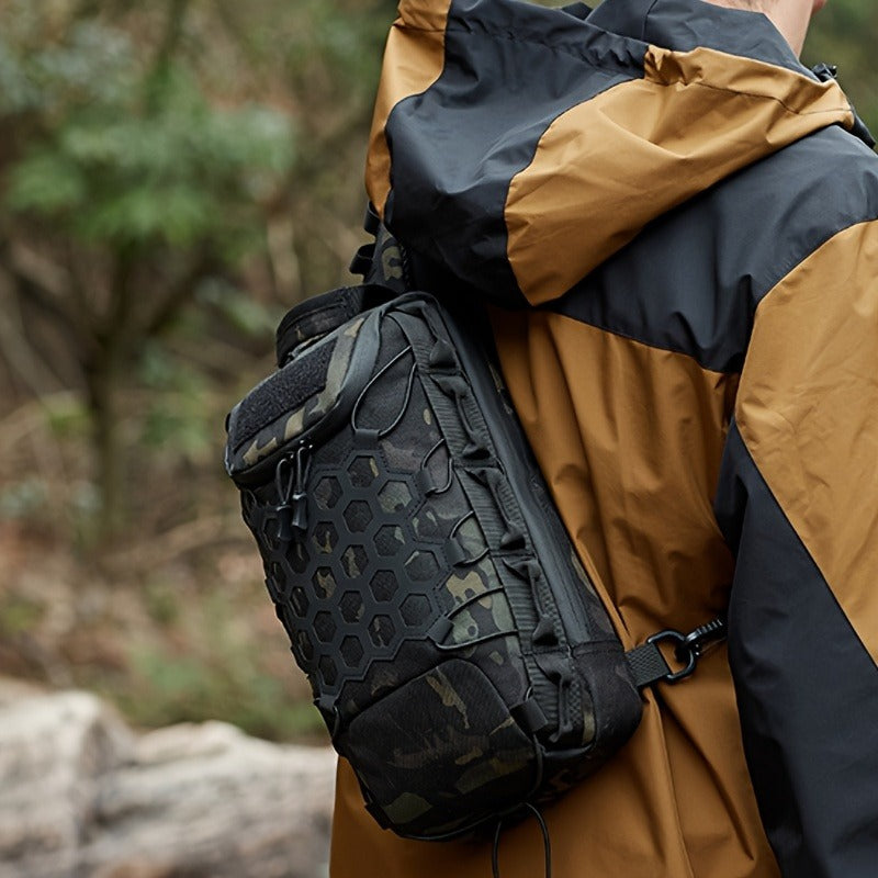 MOLLE Shoulder Bag – Large Capacity Tactical Chest Pack, Waterproof Nylon EDC Crossbody Bag for Hiking, Cycling, Fishing & Camping, Multi-Compartment, Adjustable Strap