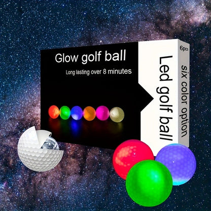 LED Golf Balls Glow in the Dark – 6 Pack Multi-Color Light Up Golf Balls for Night Play, Impact Activated, 40Hr Battery, Fun Gift for Men Women Beginners