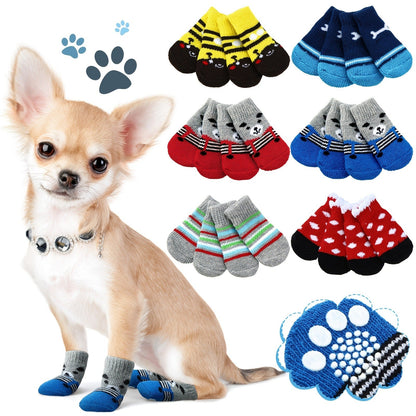 Non-Slip Dog Socks 24-Pack 6 Styles Paw Protector with Traction Control – Anti-Slip Pet Puppy Socks for Hot Pavement, Hardwood Floor & Outdoor Use, Fits Small Medium Large Dogs