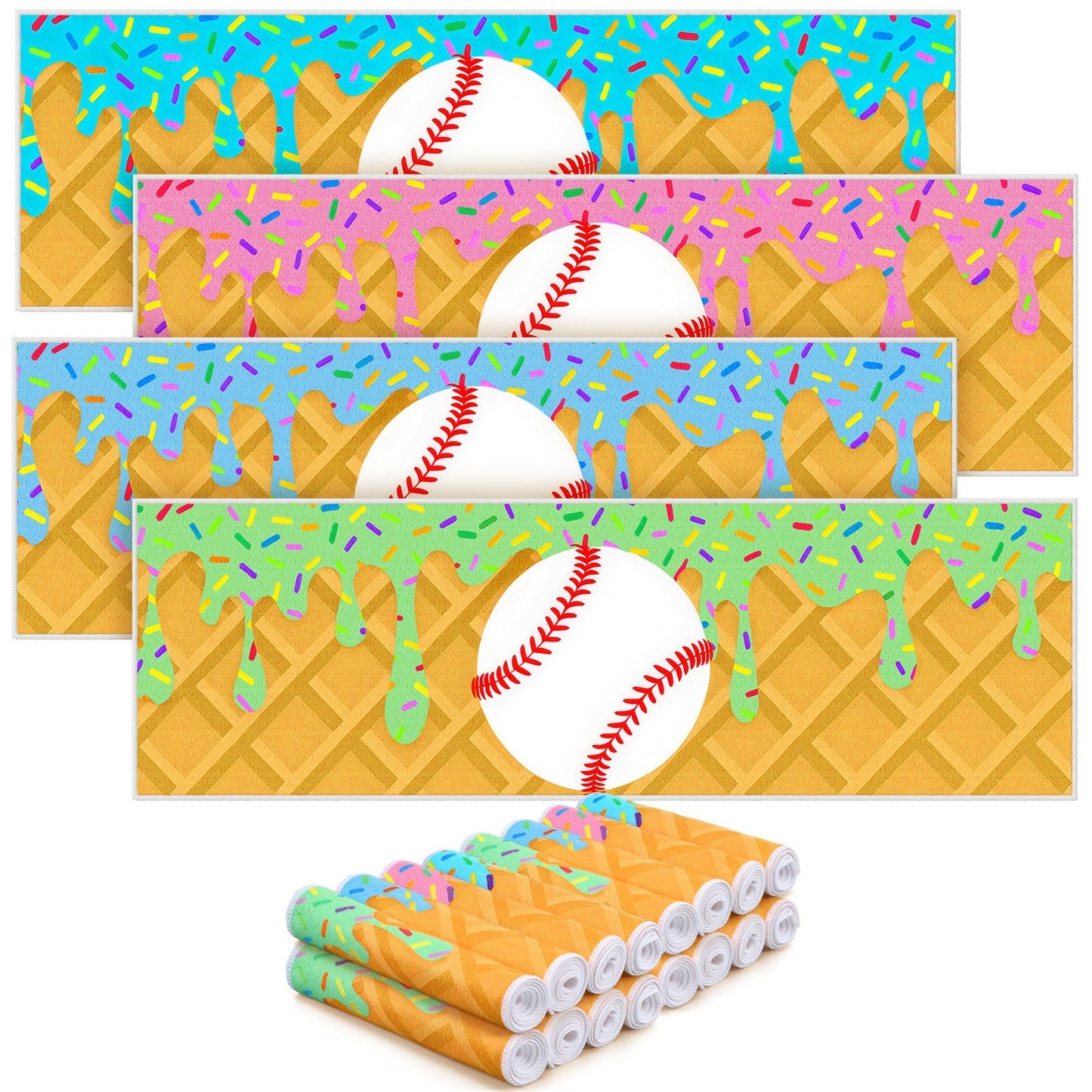 Sports Ice Towels 24-Pack – 30”×9” Mini Microfiber Cooling Towel for Baseball, Softball, Golf, Football, Yoga & Running, Breathable Sweat-Absorbing Chilling Cloth, Bulk Team & Coach Gift Set