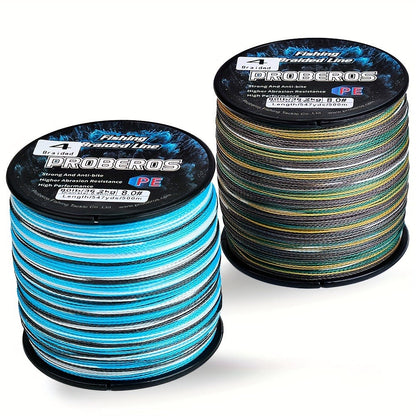 Braided Fishing Line 4 Strand 500M/547Yds - Abrasion Resistant Zero Stretch Superline 6LB-80LB, Multi-Color, Gray/Green/Camo