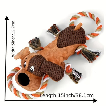 Squeaky Dog Toys for Aggressive Chewers - Interactive Tug of War Rope Toy, Crinkle Plush Chew Toys for Small Medium Large Dogs, Durable Pet Play Toy with Hidden Squeaker