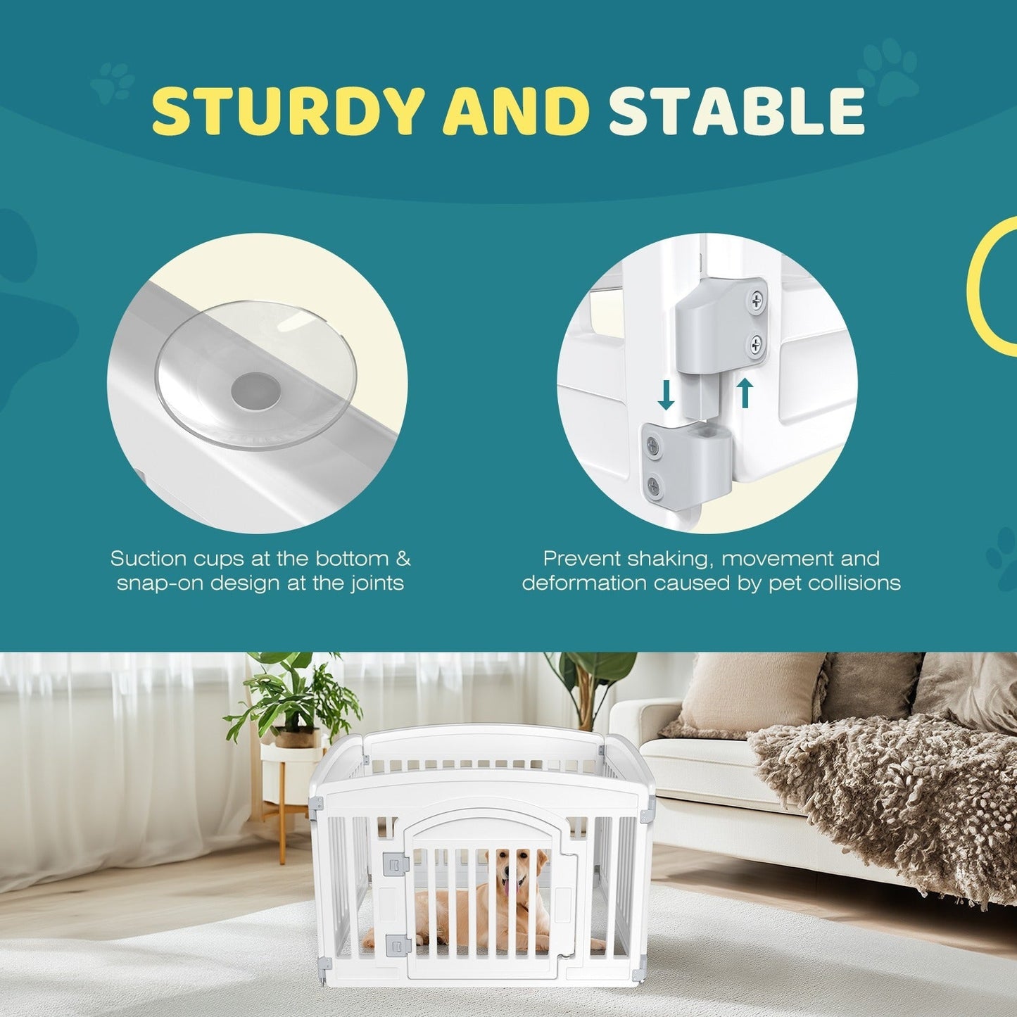 Foldable Dog Playpen & Indoor Outdoor Pet Fence – Portable, Easy to Clean, 4-Panel & 6-Panel, White & Black