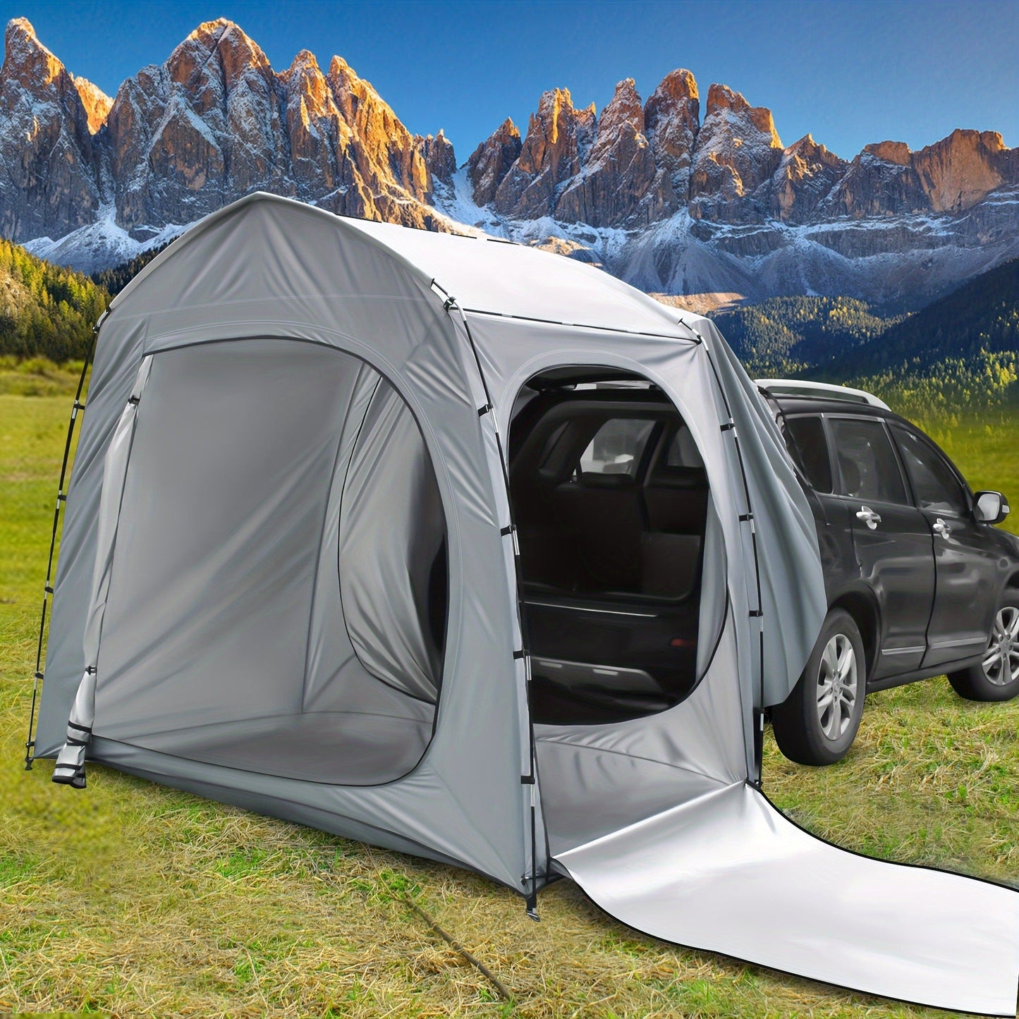 SUV Tent for Camping 5 Person Car Camping Tent Waterproof Tailgate Tent Easy Setup with Porch Awning for Outdoor Road Trip Family Camping Black Gray Navy Green