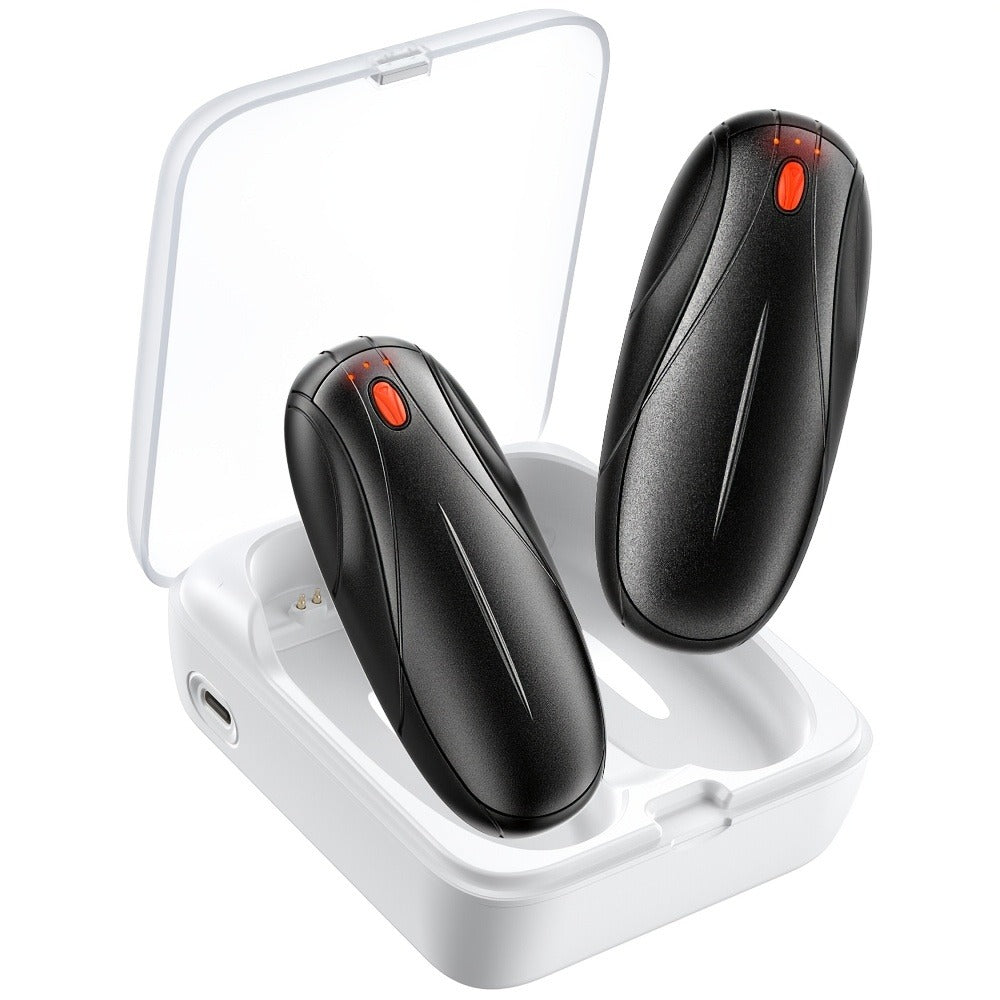 Rechargeable Hand Warmers 2 Pack with Charging Case - Electric Portable Pocket Heater, Quick Charge, Reusable Heat Packs for Winter Outdoor Camping Hunting, Christmas Gift for Men & Women, Black Orange Pink