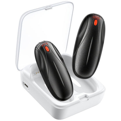 Rechargeable Hand Warmers 2 Pack with Charging Case - Electric Portable Pocket Heater, Quick Charge, Reusable Heat Packs for Winter Outdoor Camping Hunting, Christmas Gift for Men & Women, Black Orange Pink