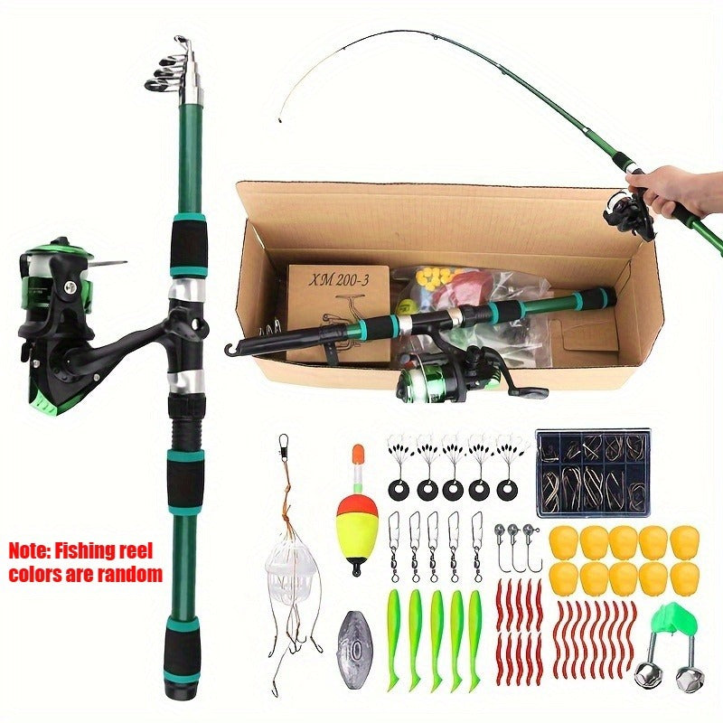 Fishing Rod and Reel Combo Complete Tackle Set with Line Soft Bait & Hooks Fast Action Freshwater Saltwater Fishing Kit for Beginners Adults