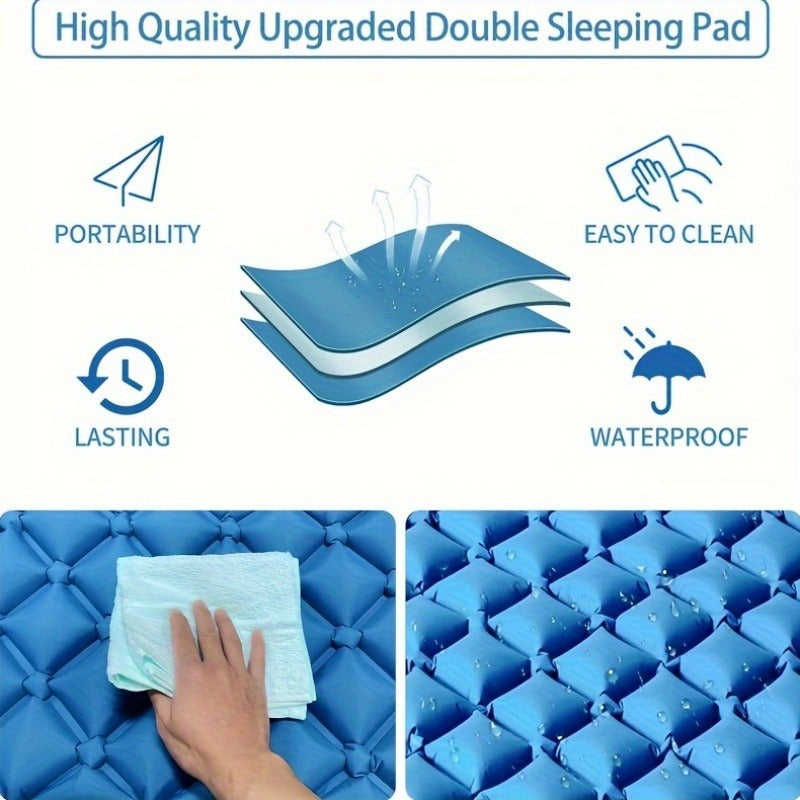 Camping Sleeping Pad Inflatable & Self-Inflating – Ultralight TPU Nylon Mat with Built-In Pump, Single & Double Size for Backpacking, Hiking, Travel
