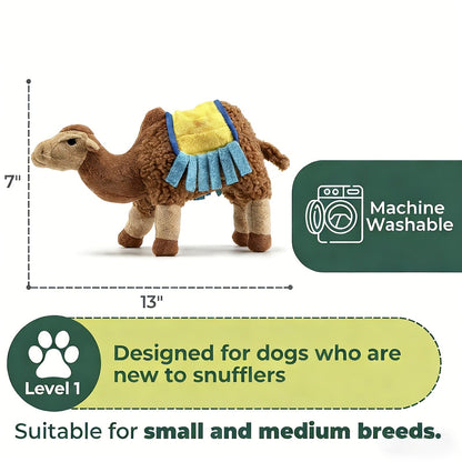 Squeaky Plush Dog Toy - Durable Camel Design Chew Toy for Aggressive Chewers, Washable Calming Interactive Plush Toy for Small Medium Large Dogs & Cats, Anxiety Relief Pet Toy