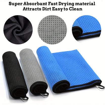 Golf Towel Set 5pcs Microfiber Waffle Towel Club Brush Divot Tool Retractable Carabiner Golf Cleaning Kit Gift for Men Women Golfers
