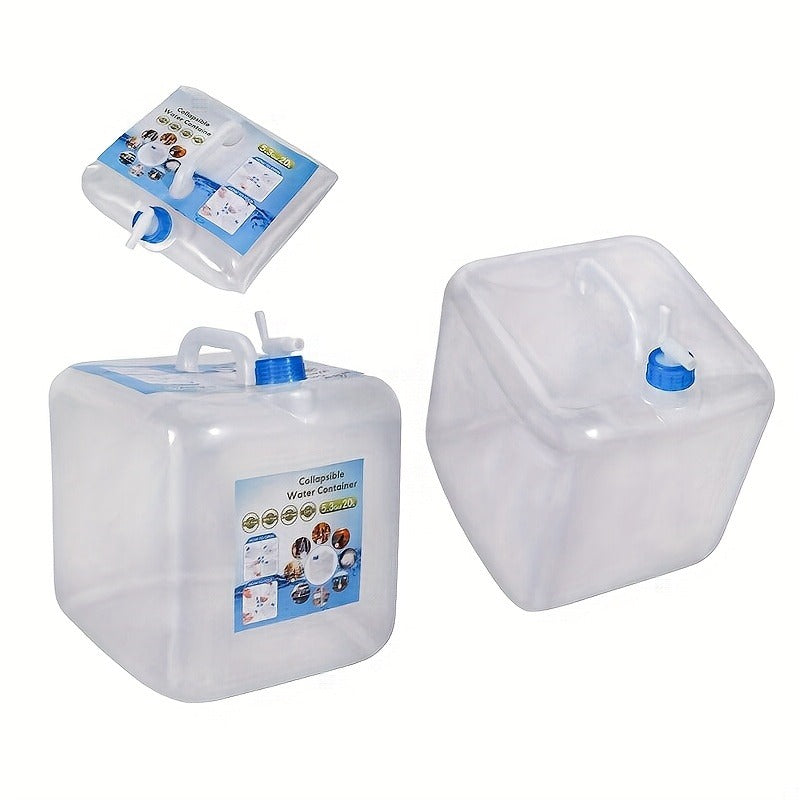 Foldable Water Storage Container 5.28 Gallon, Food-Grade BPA-Free Collapsible Water Jug with Spigot & Handle, Leak-Proof Rectangular Design for Camping, Hiking, Emergency Backup, Road Trips & Outdoor Use