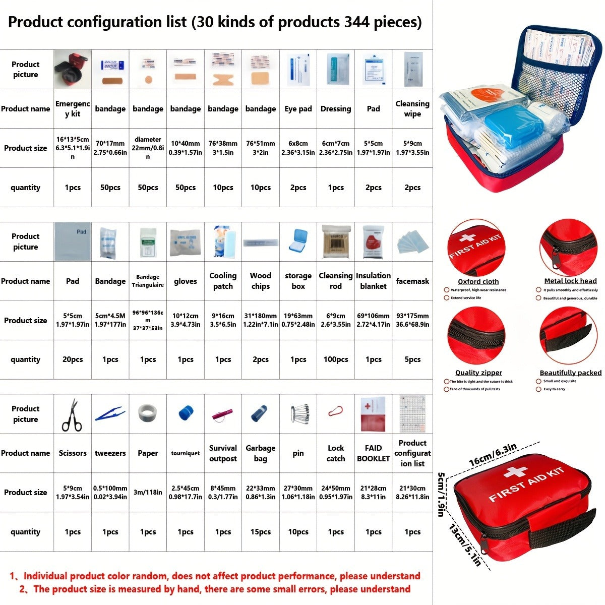 344-Piece Emergency First Aid Kit with Tourniquet & Thermal Blanket – Portable Survival Kit for Camping, Hiking, Car, Home, Office, School & Outdoor Adventures | Complete 30-in-1 Trauma & Safety Kit