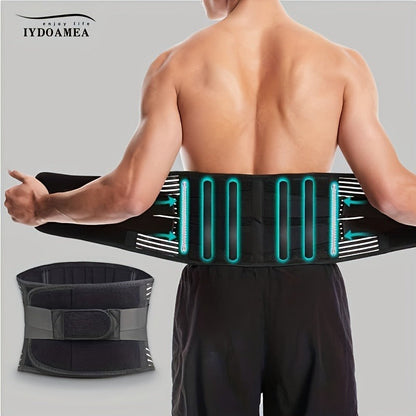 Lumbar Support Belt with 6 Stays & 16-Hole Mesh – Breathable Back Brace for Men Women, Anti-Skid Waist Support for Work, Sciatica & Lower Back Pain Relief