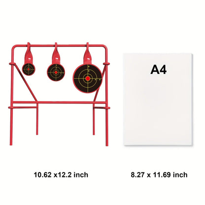 Triple Spinner Shooting Target – .22LR Rimfire Steel, 3 Floating Targets + 15 Bullseye Paper Targets, Foldable & Easy Setup