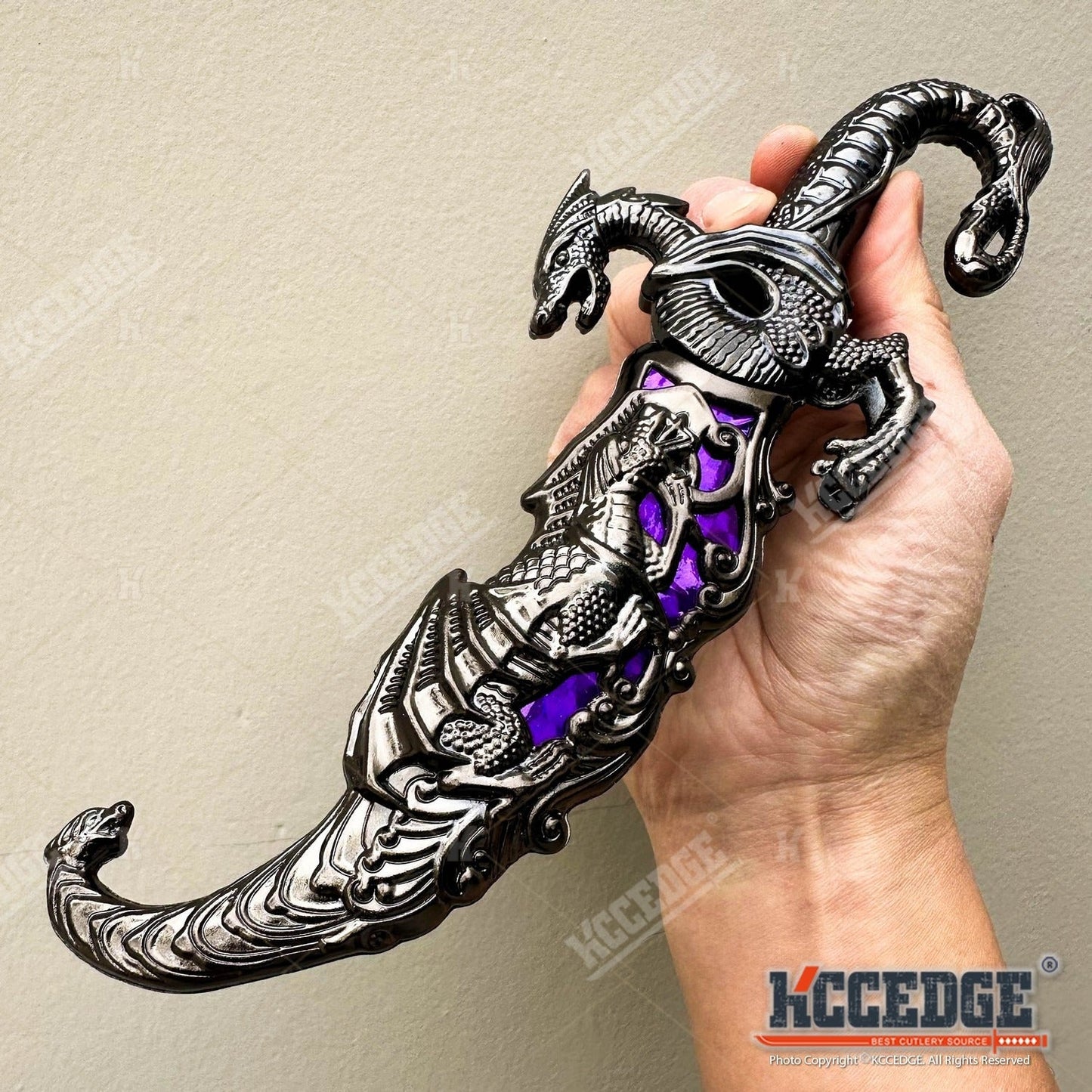 Medieval Fantasy Fixed Blade Knife with Scabbard – 9" Dragon Cosplay Collectible Dagger, 440 Stainless Steel, Historical Replica for Display & Medieval Fair Props