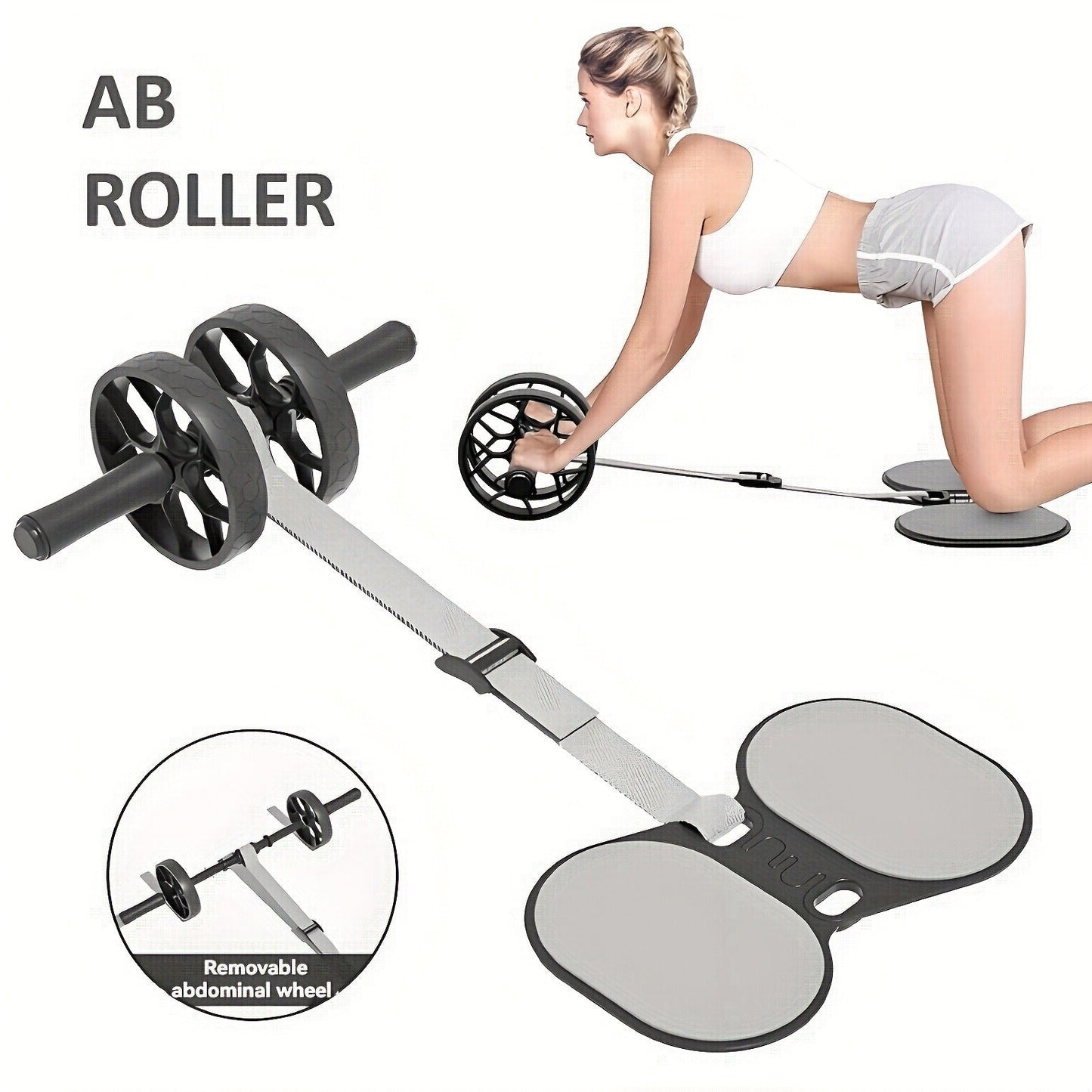 Ab Roller Wheel with Knee Pads & Adjustable Resistance - Automatic Rebound Core Workout Equipment for Home Gym, Strength Training for Beginners & All Levels, Portable Abdominal Exercise Roller for Men & Women