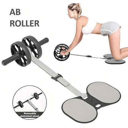 Ab Roller Wheel with Knee Pads & Adjustable Resistance - Automatic Rebound Core Workout Equipment for Home Gym, Strength Training for Beginners & All Levels, Portable Abdominal Exercise Roller for Men & Women