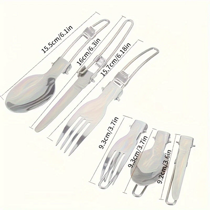 Stainless Steel Camping Cookware Set Portable Outdoor Cooking Pot with Foldable Storage Knives Forks Lightweight Compact for Backpacking Hiking Picnic Travel Orange Green Gift Ready