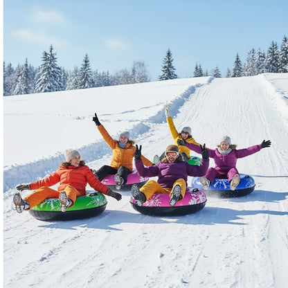 Snow Sled Tubes 3-Pack Foldable Inflatable – Triple-Layer PVC Snow Tubes 36 & 40 Inch, 220 lbs Capacity, 3-Layer Airlock Valve, Non-Slip Thickened Base & Embossed Handles for Ski Resort & Outdoor Winter Fun