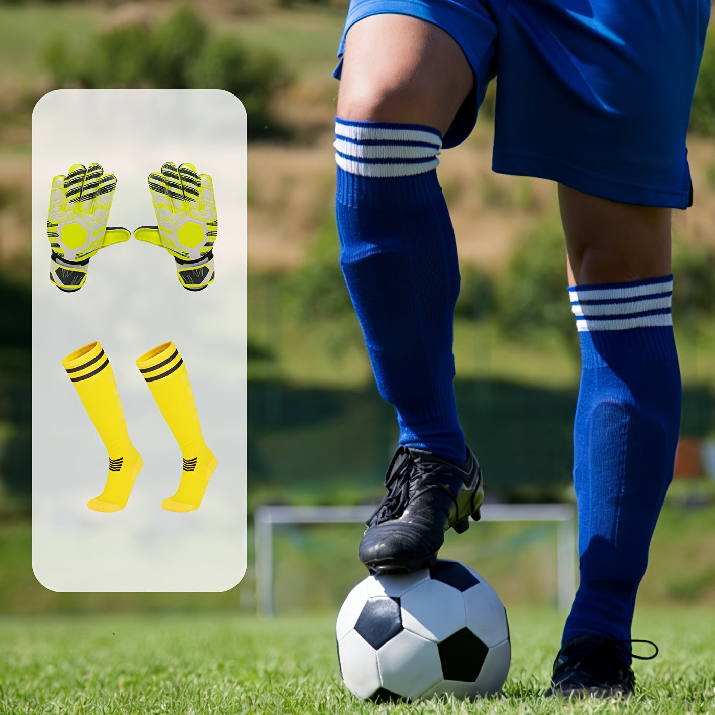 Goalkeeper Gloves with Finger Protection Thickened Latex Anti-Slip + Football Socks Set Adult Men Women Professional Soccer Goalie Gloves Red Sizes 6-10