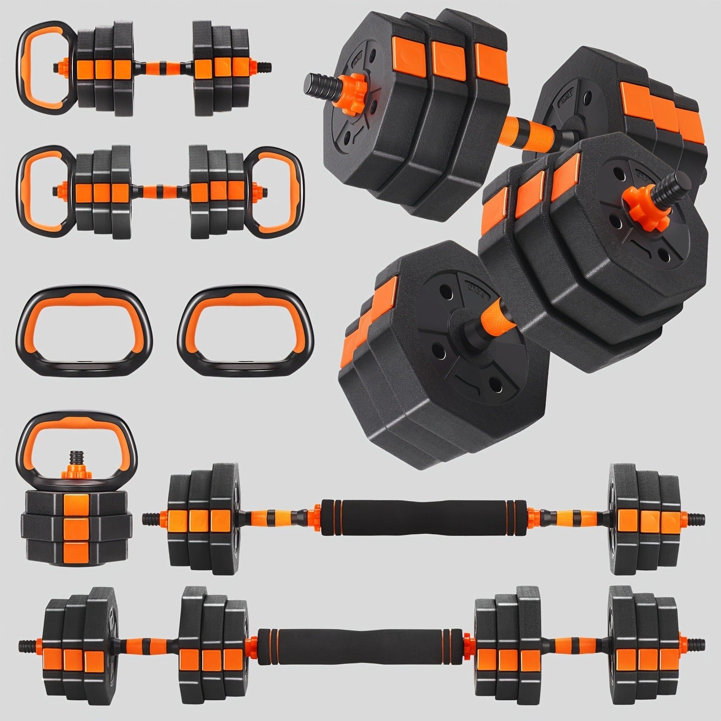 Adjustable Barbell & Dumbbell Set 4-in-1 – 25/50/66 lbs Home Gym Weight Set with Connecting Rod, Strength Training for Men & Women