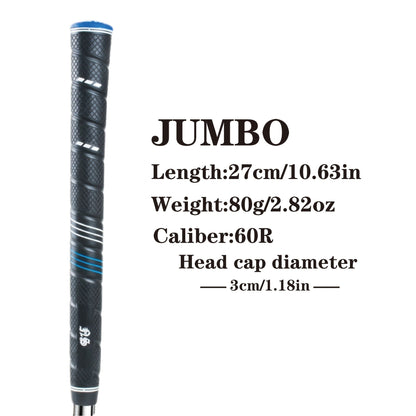 Oversized Golf Grips 10-Pack | Jumbo Blue Soft Rubber Anti-Slip Golf Club Grips for Iron & Wood Clubs – Ergonomic Precision Control Design for All Skill Levels with Custom Texture & Enhanced Durability