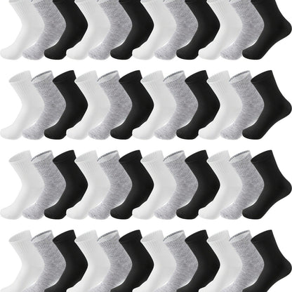 Bulk Moisture-Wicking Ankle Socks 100 Pairs Unisex Men Women Casual Sports Gym Socks Black White Gray One Size Fits Most