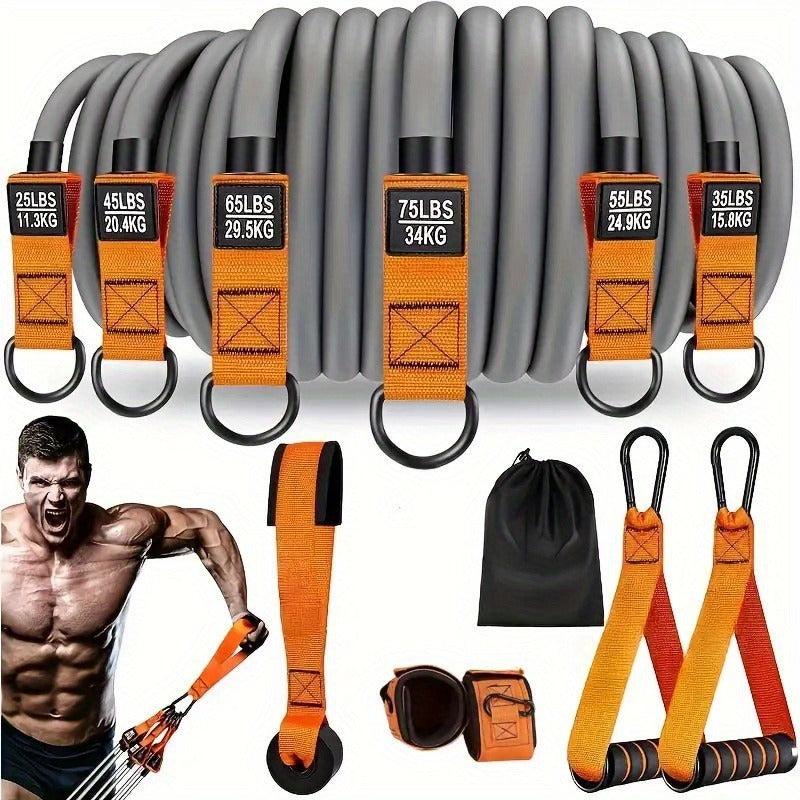 300lb Resistance Band Set – 6 Levels 25-75lb, Handles, Door Anchor & Ankle Straps – Heavy Duty Home Gym Kit for Full Body Strength Training, Muscle Building & Toning