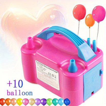 Electric Balloon Pump Double Nozzle 600W – Portable Fast Balloon Blower Inflator for Party Decoration, Birthday, Wedding & Events, 110V-120V, Multiple Colors with Optional Balloon Kit (Green, Rose Red, Pink, Blue, Orange)