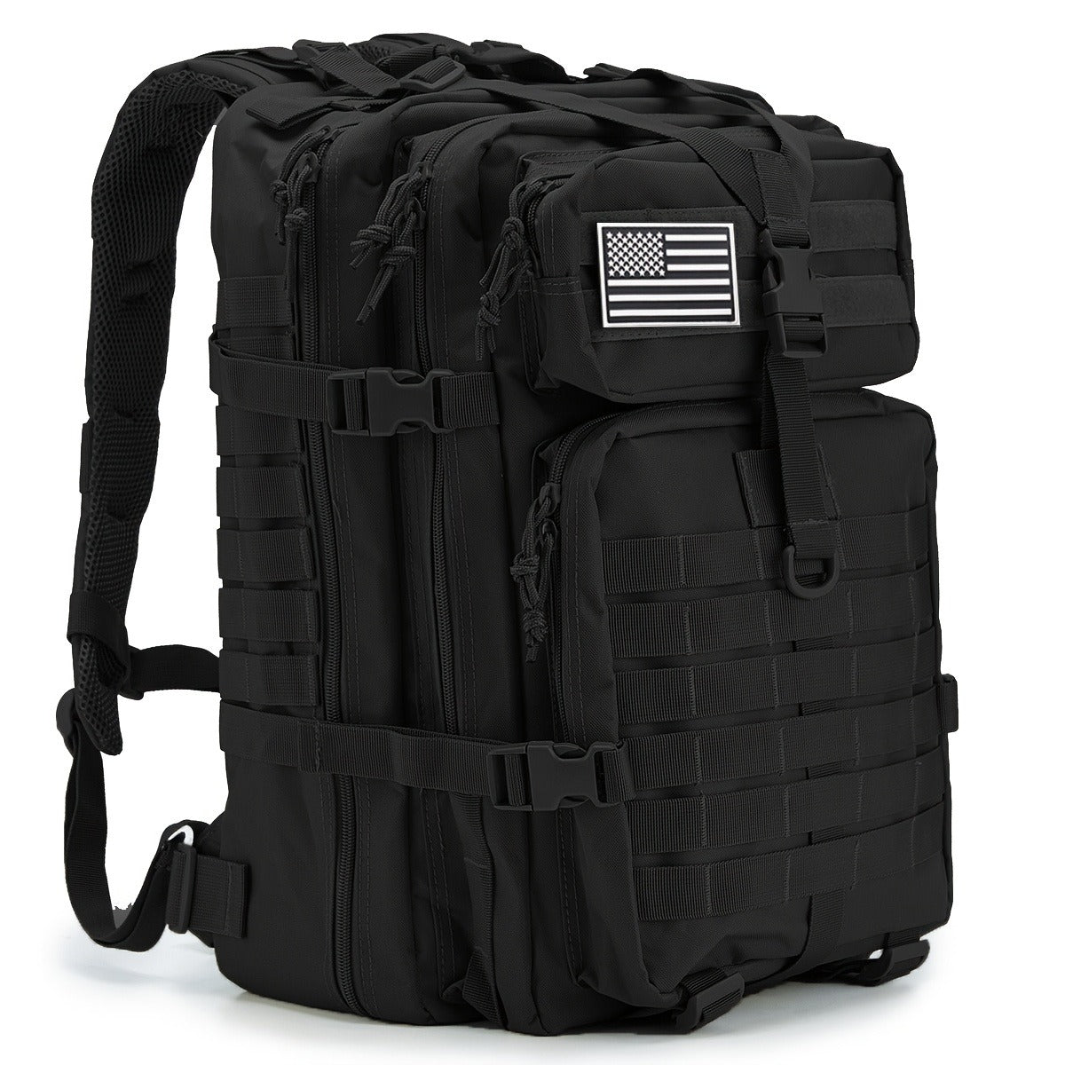 Hunting Rucksack Tactical Hiking Backpack Durable Polyester Multifunctional Camping Backpack with Utility Pocket Zipper Chest Adjustment Straps for 3 Day Trekking Outdoor Sports Hunting Black Green Khaki