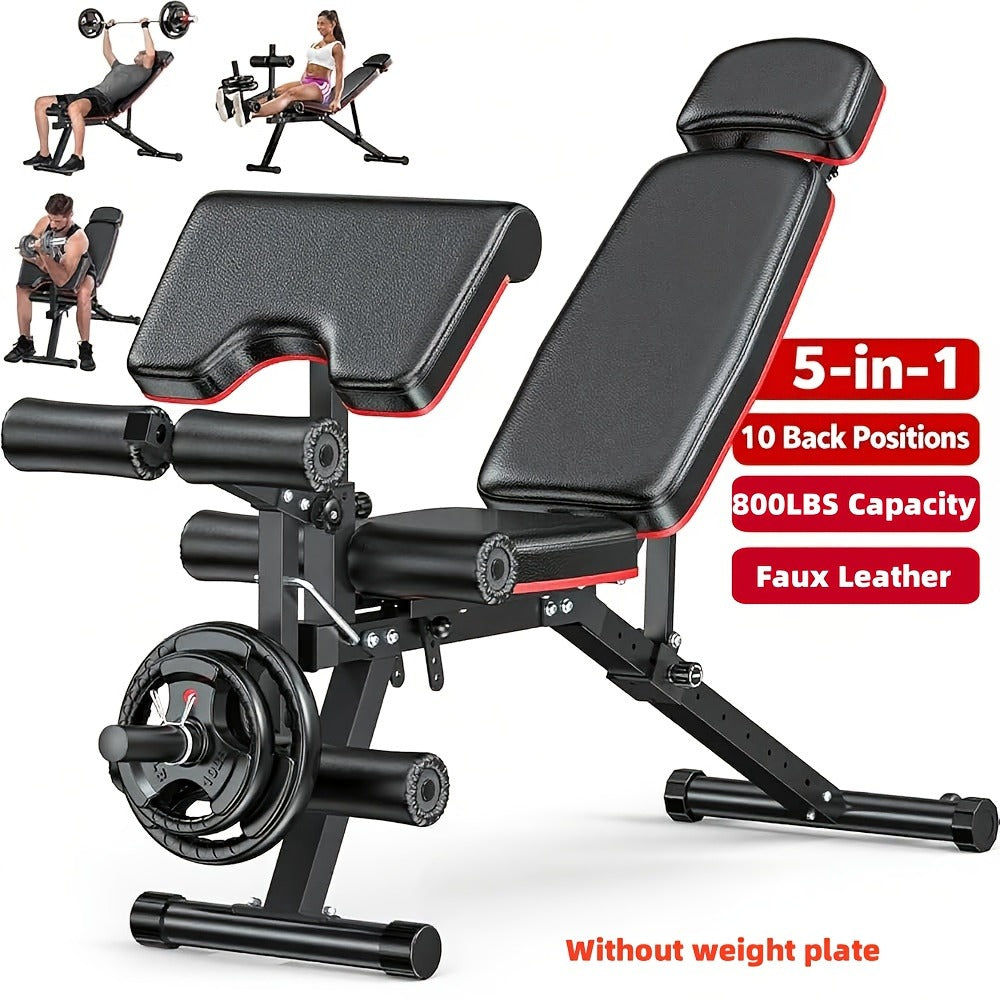 Adjustable Weight Bench 6-in-1 Foldable – Flat Incline Decline, Resistance Bands, Preacher Curl & Leg Developer, 770lb Capacity – Home Gym Strength Training Bench