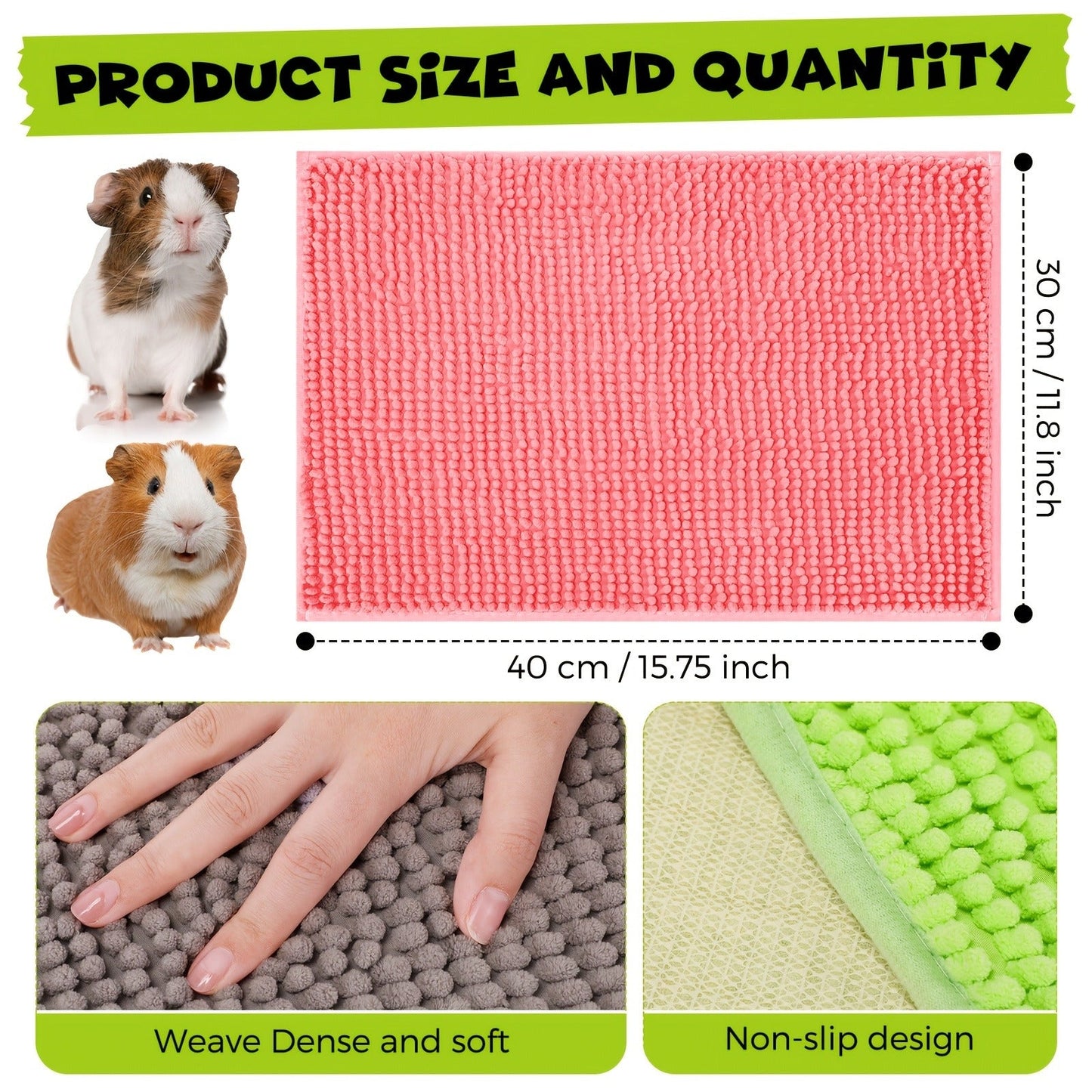 Guinea Pig Cage Liner 8 Pack Reusable Washable Bedding Mat 16x12 Inch, Absorbent Small Animal Cage Pad for Guinea Pig Rabbit Hamster, Training Pad Sleeping Mat in Gray Green Pink Blue