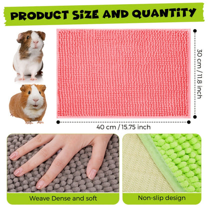 Guinea Pig Cage Liner 8 Pack Reusable Washable Bedding Mat 16x12 Inch, Absorbent Small Animal Cage Pad for Guinea Pig Rabbit Hamster, Training Pad Sleeping Mat in Gray Green Pink Blue