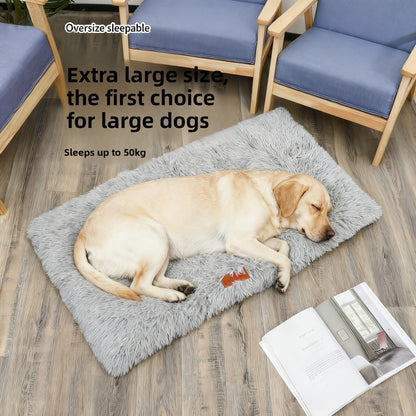 Fleece-Lined Dog Bed & Cat Mat – Thickened Warm Washable Square Pet Bedding for All Breeds | S, M, L, XL, XXL