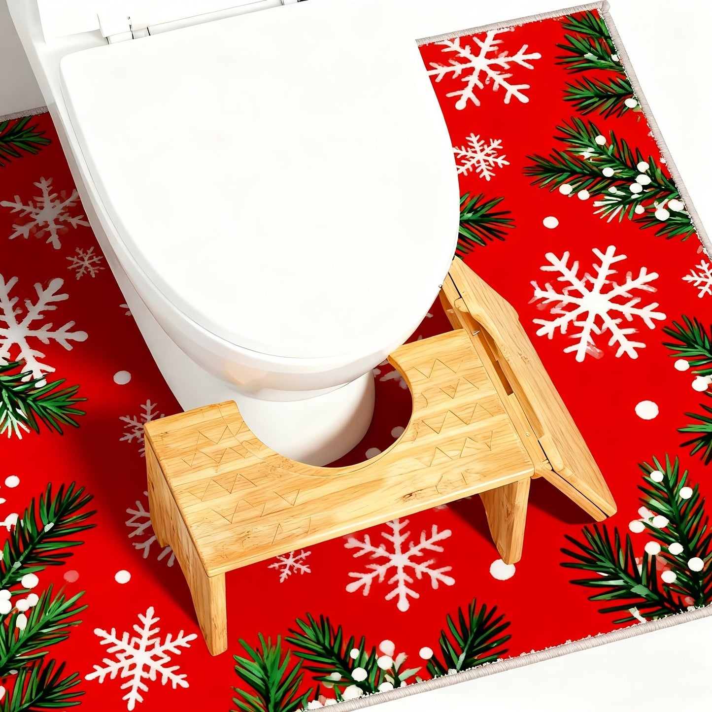 Toilet Stool Foldable Bamboo Squatting Stool – Ergonomic 7-Inch Height for Natural Constipation Relief | Collapsible Non-Slip Bathroom Footstool for Space Saving, Travel & Easy Storage