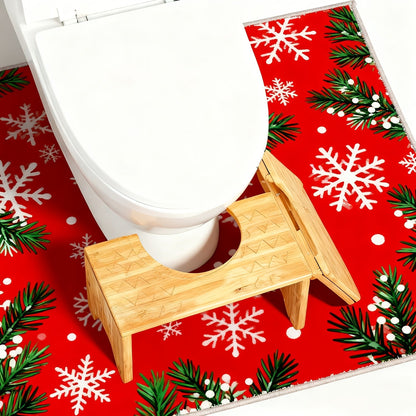Toilet Stool Foldable Bamboo Squatting Stool – Ergonomic 7-Inch Height for Natural Constipation Relief | Collapsible Non-Slip Bathroom Footstool for Space Saving, Travel & Easy Storage