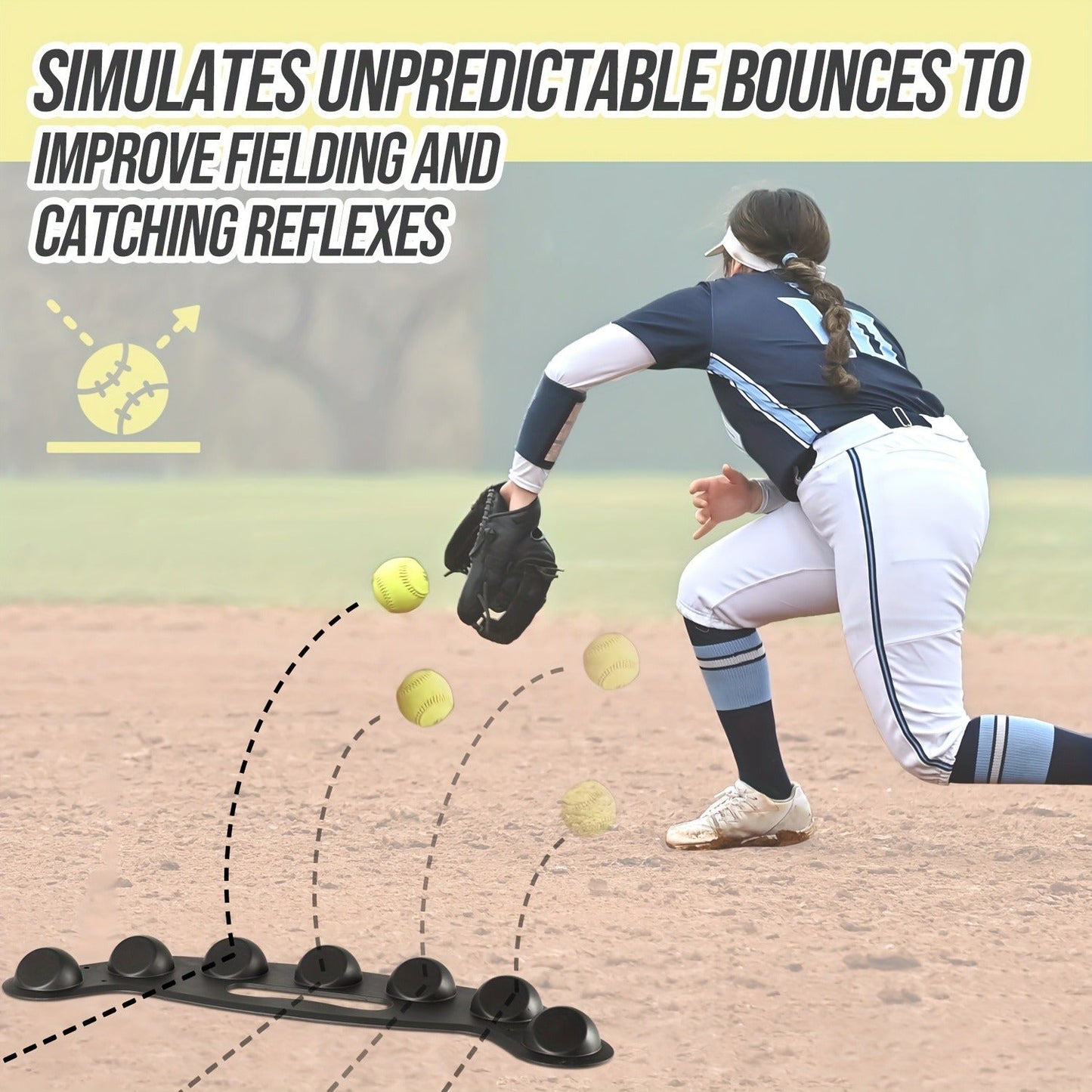 Baseball Fielding Trainer Mat with Ground Stake | Softball Defensive Skill Training Equipment for Fielding & Catching – Easy Setup for Youth & Adult Home Practice (Model JPBS2910B)