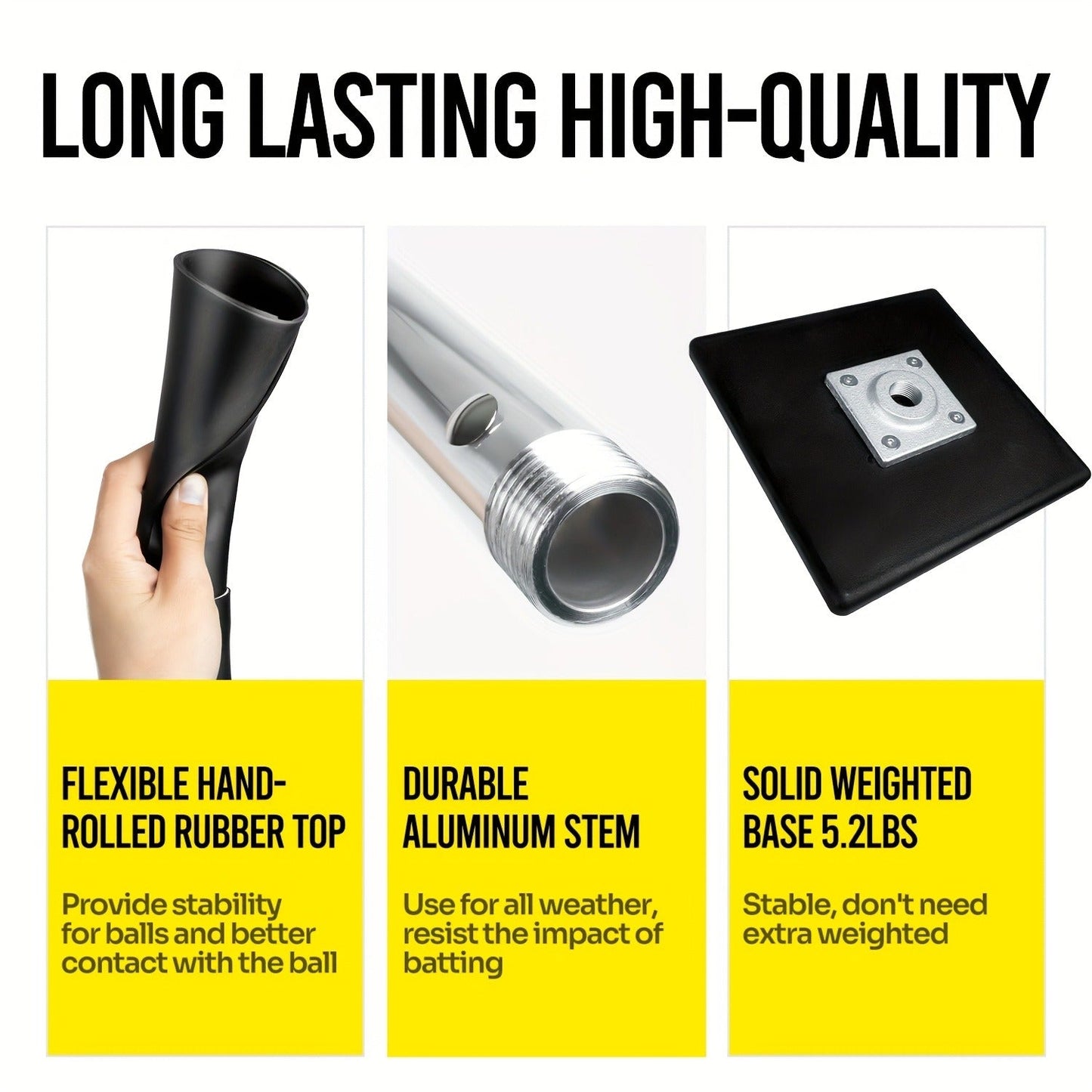 Baseball & Softball Batting Tee – Adjustable Height 25"-37", Heavy-Duty Rubber Top, Non-Slip Base, Indoor Outdoor Practice