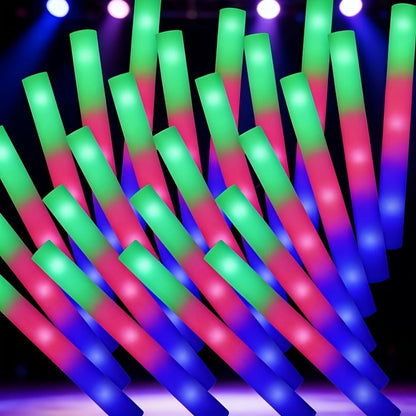 Foam Glow Sticks 100 Pack – Multicolor LED Flashing Light Sticks for Party Decoration, Christmas, Halloween, New Year, Weddings, Birthday, Concerts, Festivals, Nightclubs, Carnival & Outdoor Camping