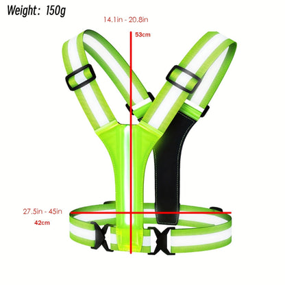 Reflective Running Vest with 3 LED Lighting Modes – High Visibility Safety Vest for Night Running, Walking & Cycling, Adjustable Fit for Men & Women, Lightweight & Breathable