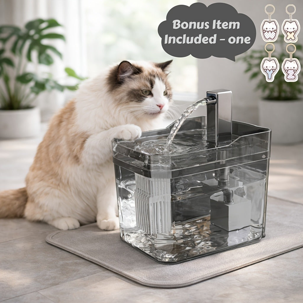 Pet Water Fountain Automatic 4-Stage Filtration – Ultra-Quiet USB Powered Circulating Fresh Water Dispenser with Visible Water Level Window, No Battery Needed, for Cats & Dogs | Home & Travel